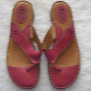 Womens Born Hand Crafted Genuine Pink Leather Thong Sandals Flip Flops Size 10